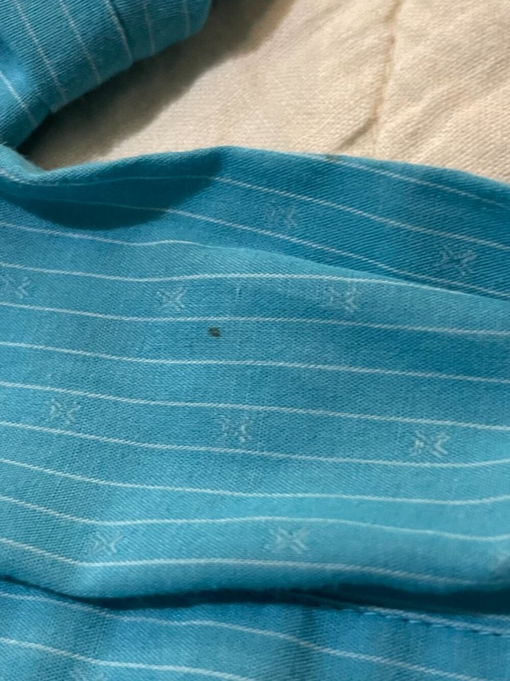 Men's XXL Wrangler Aqua/White Pinstripe Pearl Snap Long Sleeve Shirt - Picture 9 of 15